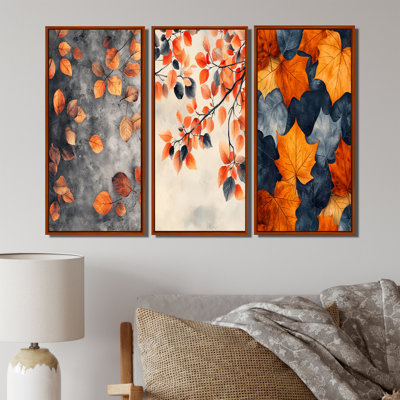 Feuilles d'automne orange I - Collection d'impressions sur toile traditionnelles rouges