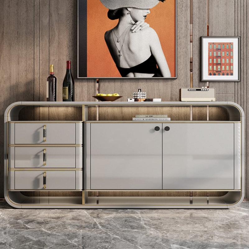 Buffet clair luxueux, Gris clair, H 33,46 po x l 70,87 po x P 16,93 po