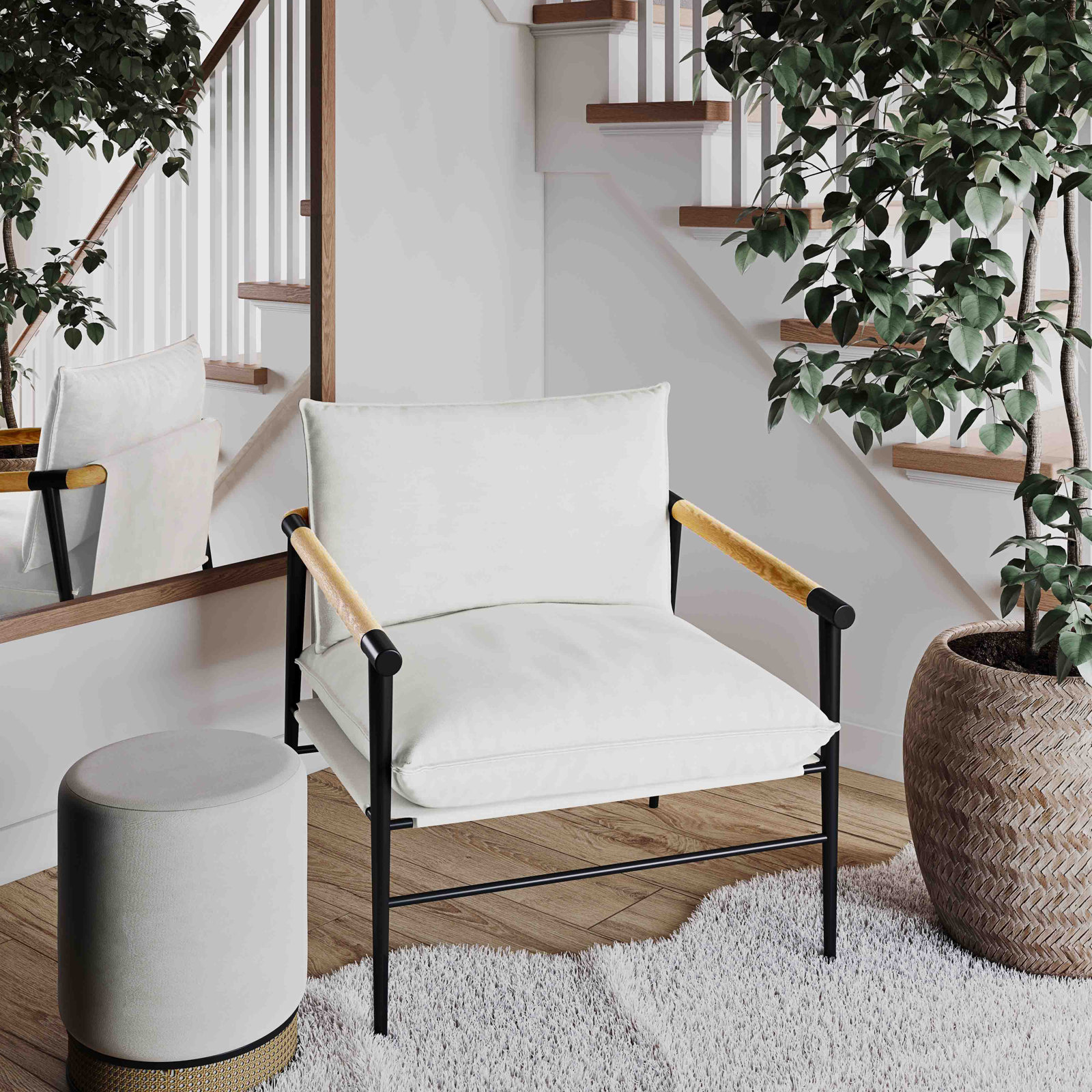 Kala Armchair, White Polyester Blend
