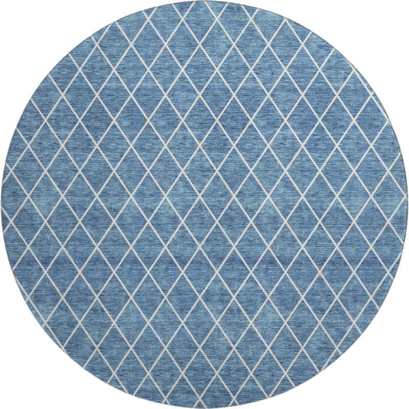 Premium Machine Washable Prisco Denim Rug, Round 8'