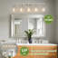 Luminaire de salle de bain à 5 lumières à intensité variable en nickel brossé 31,1 po avec abat-jour en verre transparent-696246161-696246156