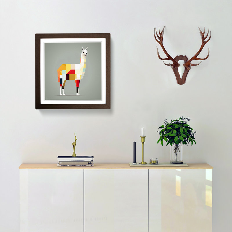 Llama Suprematism No.4 - Framed Print, Walnut
