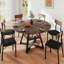 Round Dining Table Farmhouse Kitchen Table,Space Saving Dinner Table For Kitchen & Dining Room-888177581-884545936