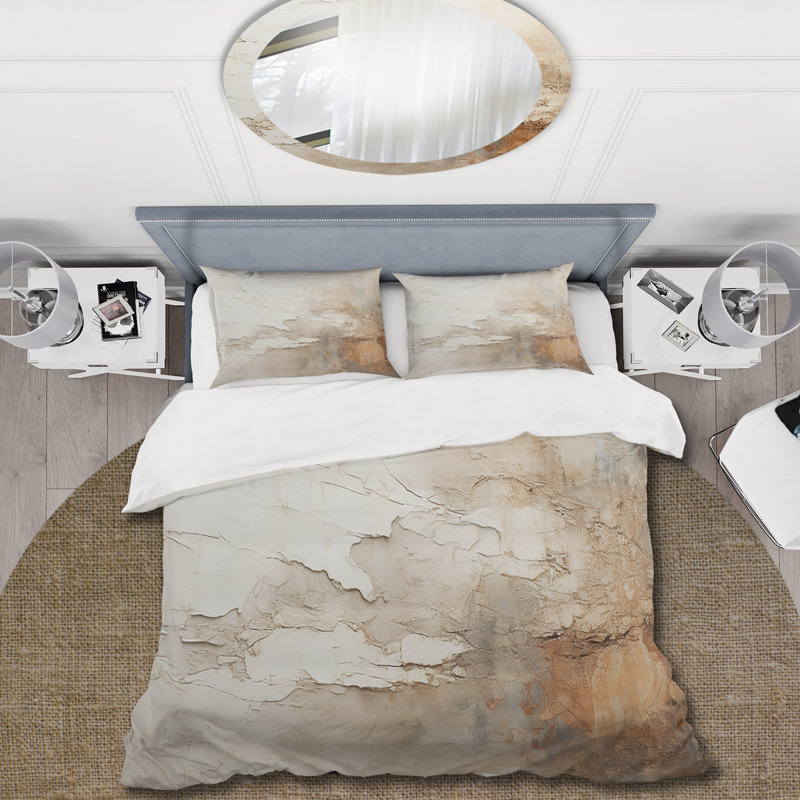 Peinture beige et brune Fusion - ensemble de housse de couette Peinture abstraite