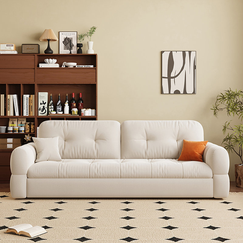 Canapé réglable en velours de couleur crème résistant aux rayures, H 33,9 po x l 78,7 po x P 33,1 po