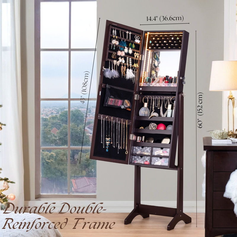Full Length Mirror With Storage, Brown