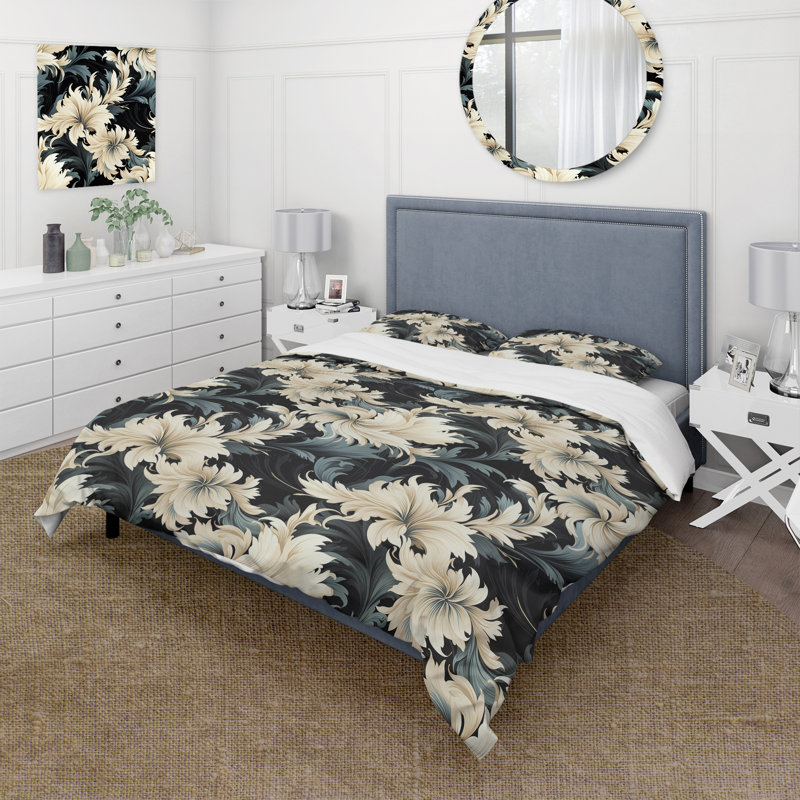 Ensemble de housse de couette Ethereal Rococo Flourish Victorian, Housse de couette pour très grand lit et 2 très