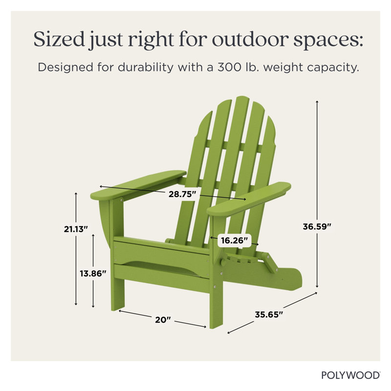 Chaise Adirondack pliante POLYWOOD Classic Adirondack, Limette