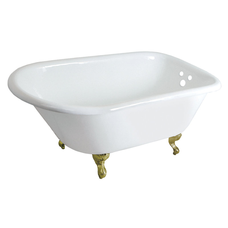 48 " L x 30.18 " W Freestanding and Mounting / Installation Required Soaking Cast Iron Bathtub, Brushed Brass