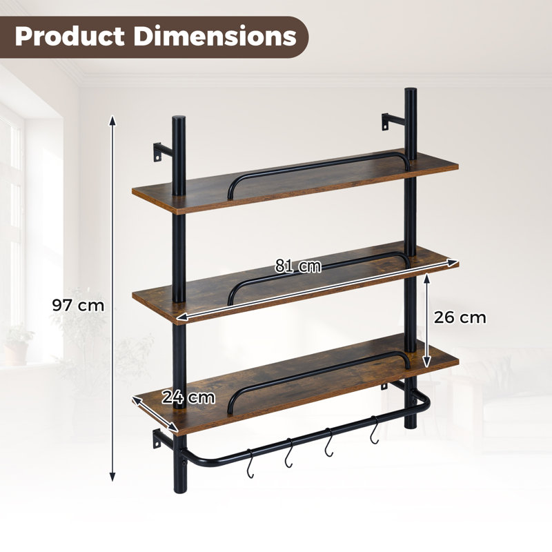 97cm H x 81cm W Metal Floating Bookcase