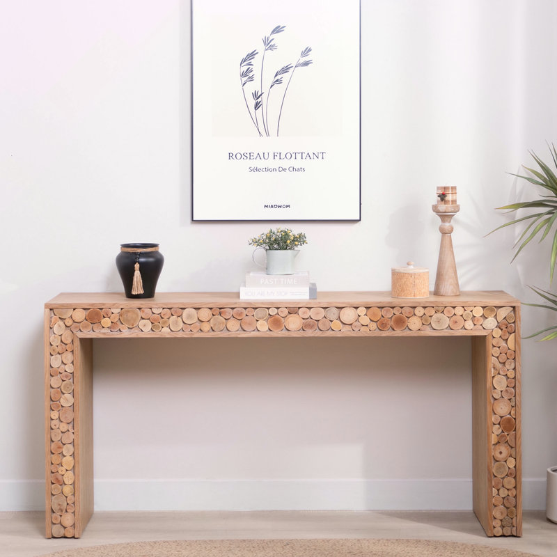 Console en bois rustique avec accents de bûches naturelles