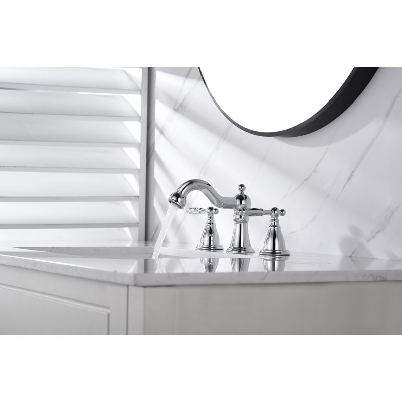 Vintage-Style Chrome Widespread Bathroom Faucet, 2-Handle Traditional Sink Faucet With Pop-Up Drain Included