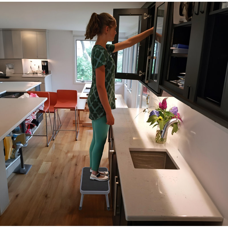  Escabeau en métal - Tabouret pliant portatif - Antidérapant, compact, capacité de 330 lb, échelle robuste pour la cuisine, la chambre à coucher et la salle de bain - Léger et pliable pour adultes et enfants 