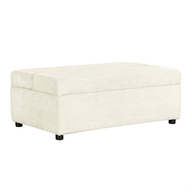 Lit simple escamotable avec repose-pieds et lit d'invité convertible avec matelas, Blanc