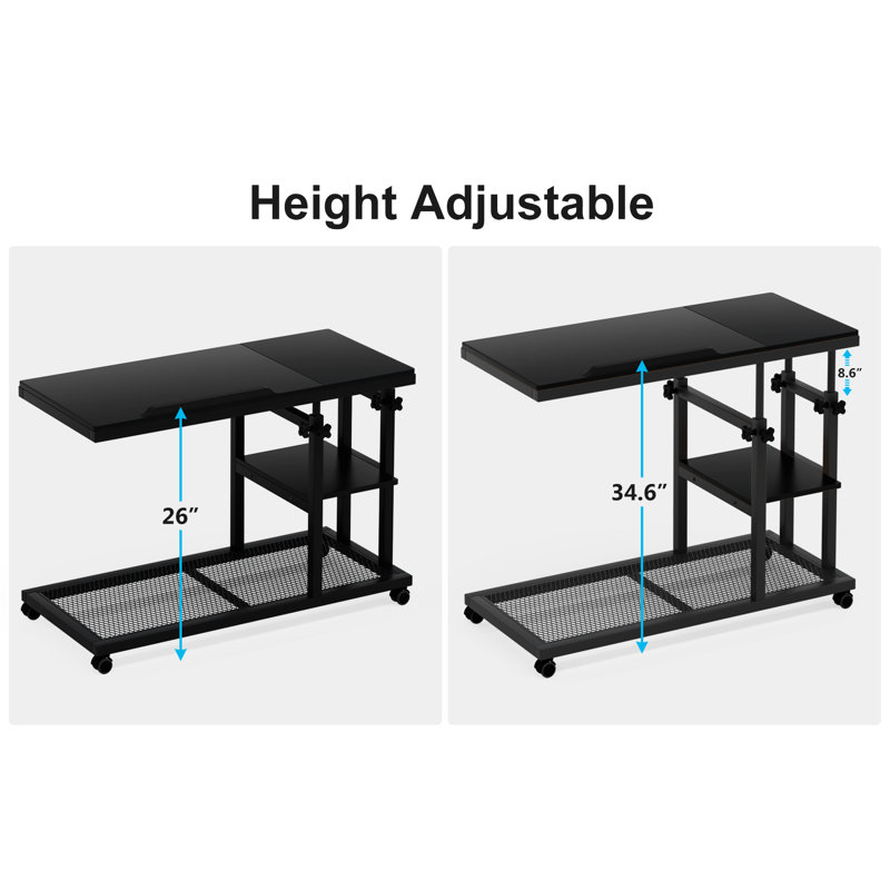 Height Adjustable C Table, Black