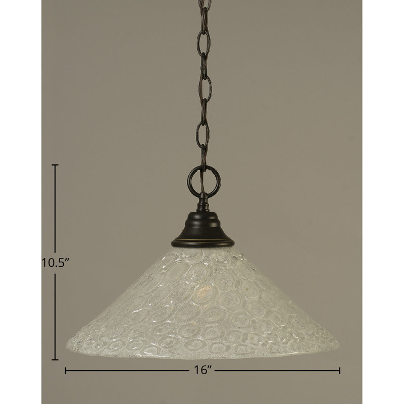 Chain Hung Pendant Shown With 12" Italian Bubble Glass, Dark Granite, 16" W