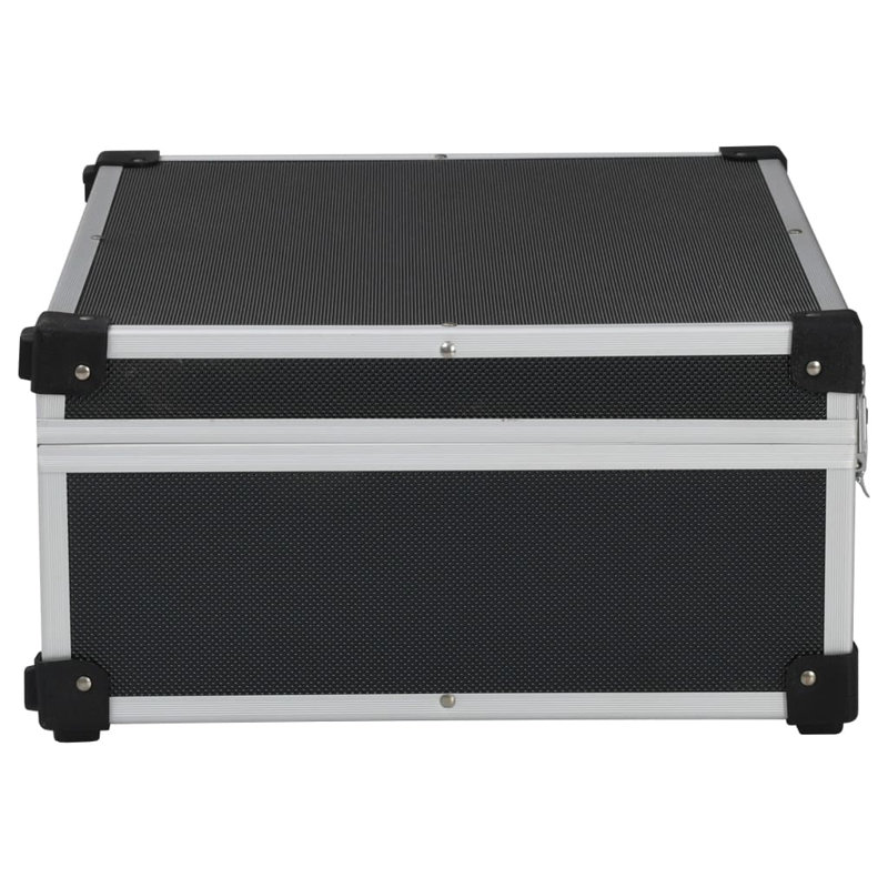 Black Aluminum Tool Suitcase with Multiple Compartments and Pockets