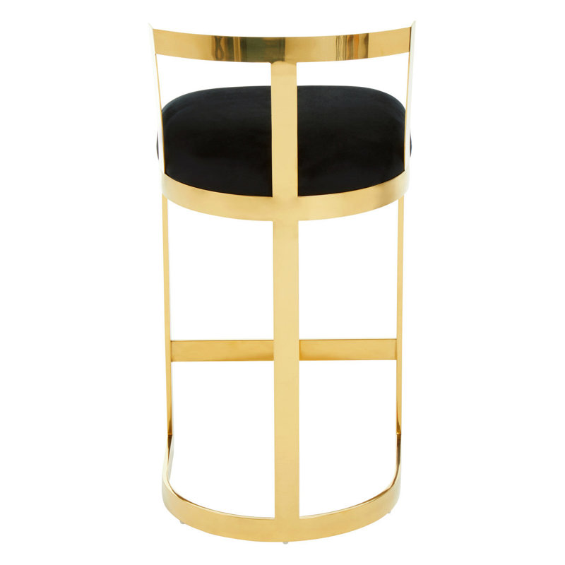 Roncy Upholstered Counter Stool with Metal Frame, Black