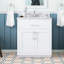 Ensemble de meuble-lavabo autoportant simple en lattes d'amande 30 po Athea avec comptoir en marbre blanc Athea-1410382683-1355154866