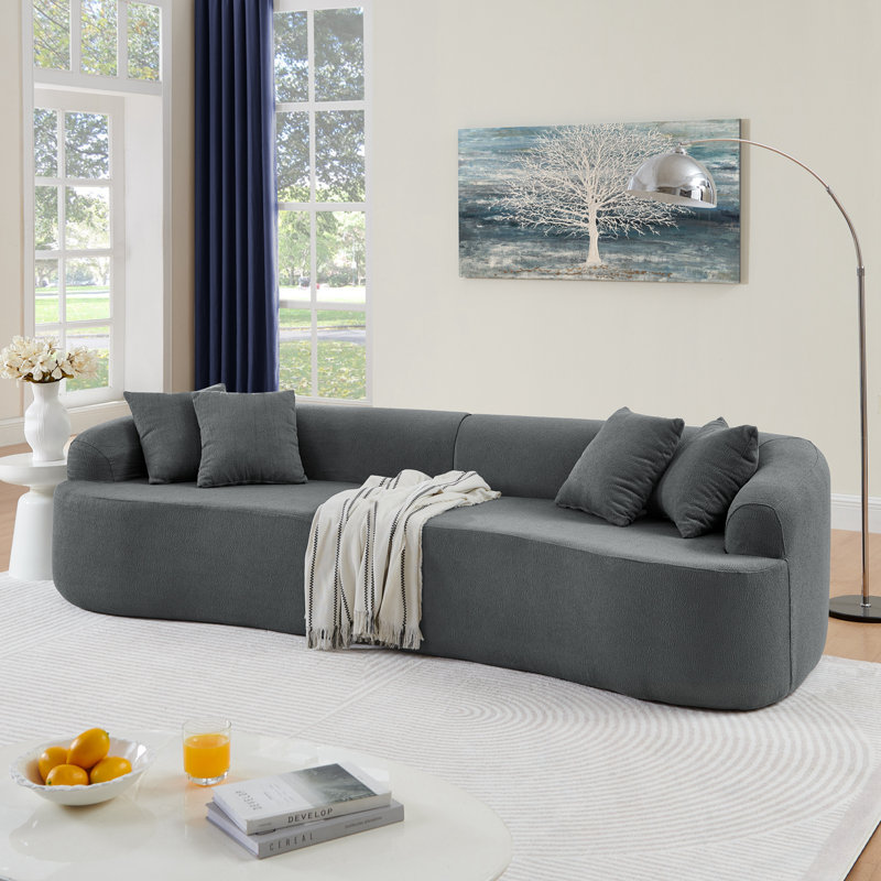 Canapé modulaire avec coussins, Mélange de polyester gris