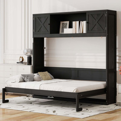 Grand lit escamotable avec armoires de rangement