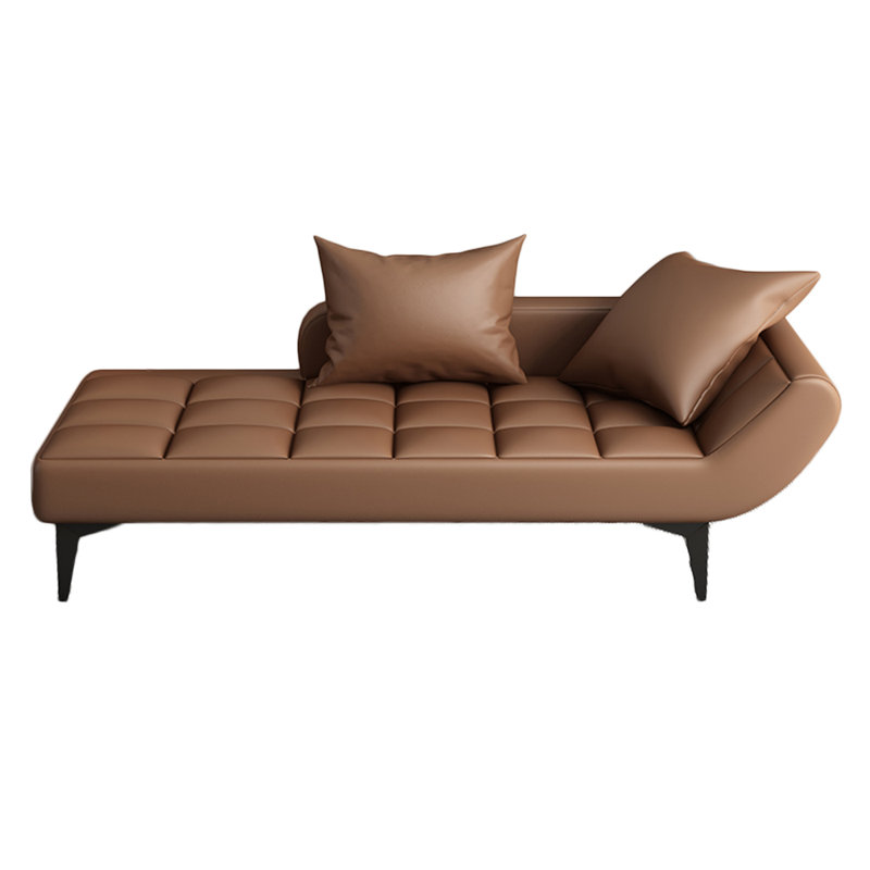 Chaise longue en similicuir durable, Similicuir café, Accoudoir à droite (vu de face)