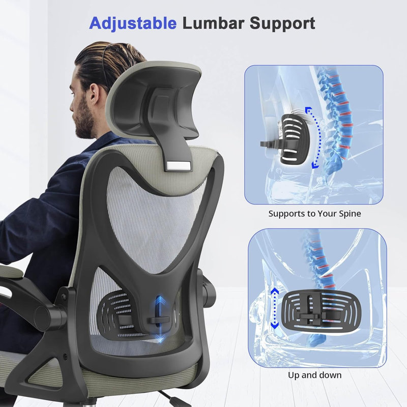 Ergonomic Office Chair, Computer Chair, Mesh Chair, Light Grey