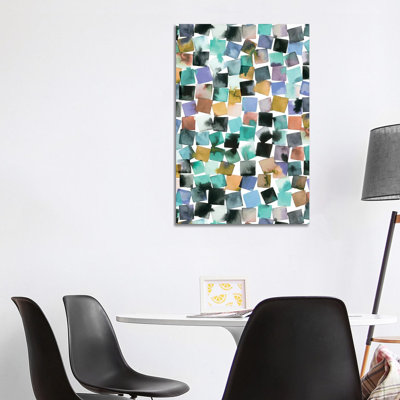 Watercolour Geometric Abstract Plaids - Wrapped Canvas Painting 1 Piece Wrapped Canvas Painting