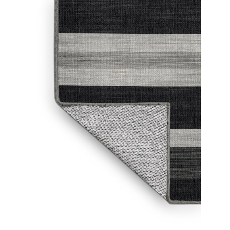 Washable Charcoal Light Gray Striped Area Rug, Runner 2' x 4'
