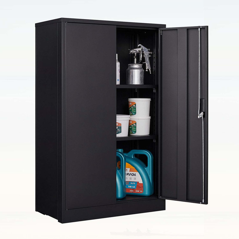 Armoire de rangement pliante en métal avec portes verrouillables, tablette réglable et conception compacte pour la maison, le bureau et le garage