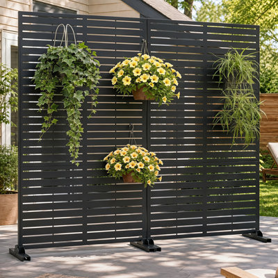 6 ft. H x 4 ft. W Privacy Metal Screen Fence Panel(Set Of 2)