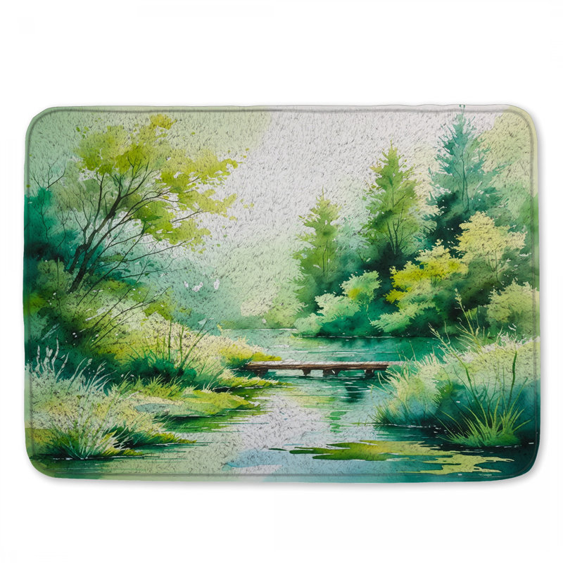 Tapis de bain Watercolor Forest Scene, L 34 po x L 21 po