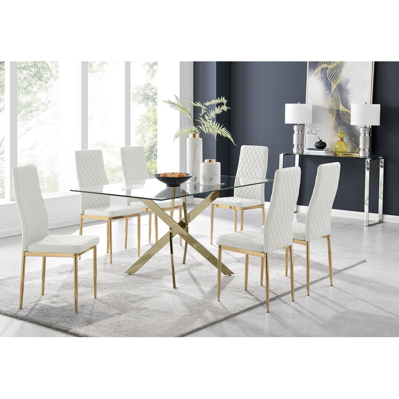 Dining Set, White/Gold