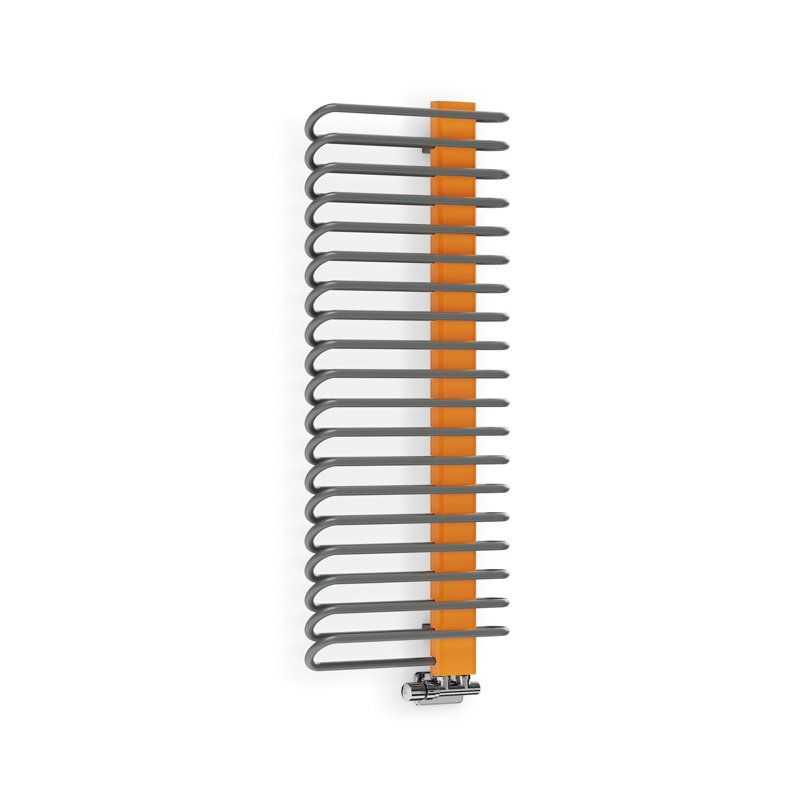 Michelle Heated Towel Rail in Two Tones, 1200x500, Cream Bars and Brushed Brass Masking