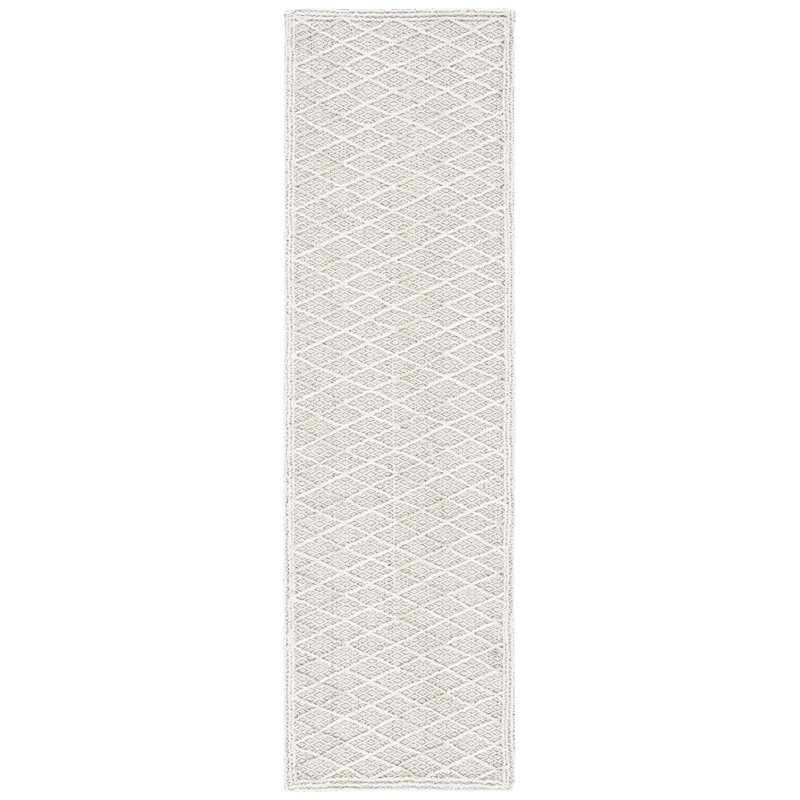 Tapis ivoire touffeté à la main à motif géométrique Giraldo, Tapis de couloir 2 pi 3 po x 8 pi