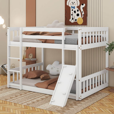 Lit superposé simple au-dessus d'un lit simple, lit superposé au sol avec rampe d'escalade Playhouse