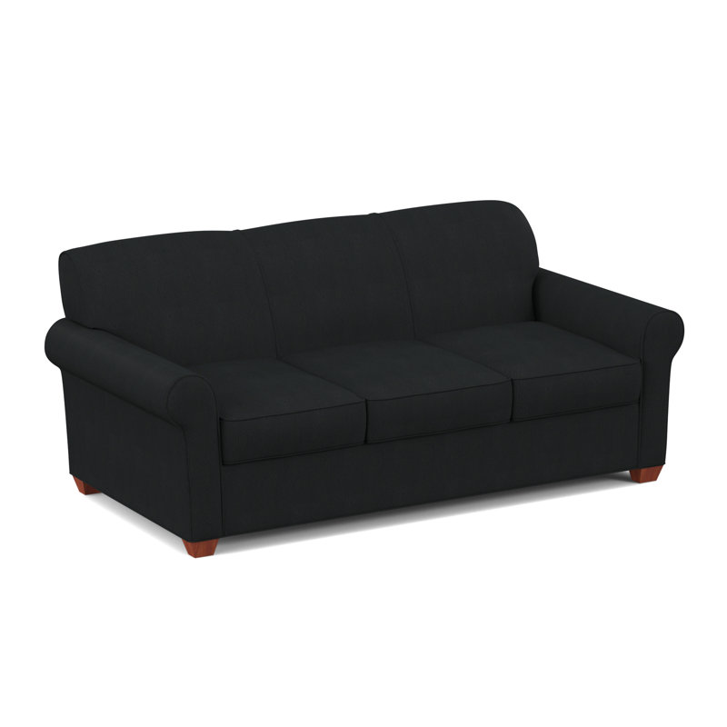 Finn 83" Rolled Arm Sofa Bed with Reversible Cushions, BM Cherry, Dillon Black, Hybrid