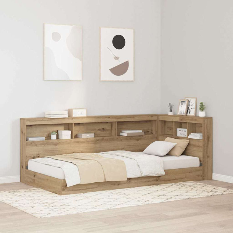 Storage Headboard With Shelf 90 Cm Engineered Wood, 120 x 220cm, Artisan Oak