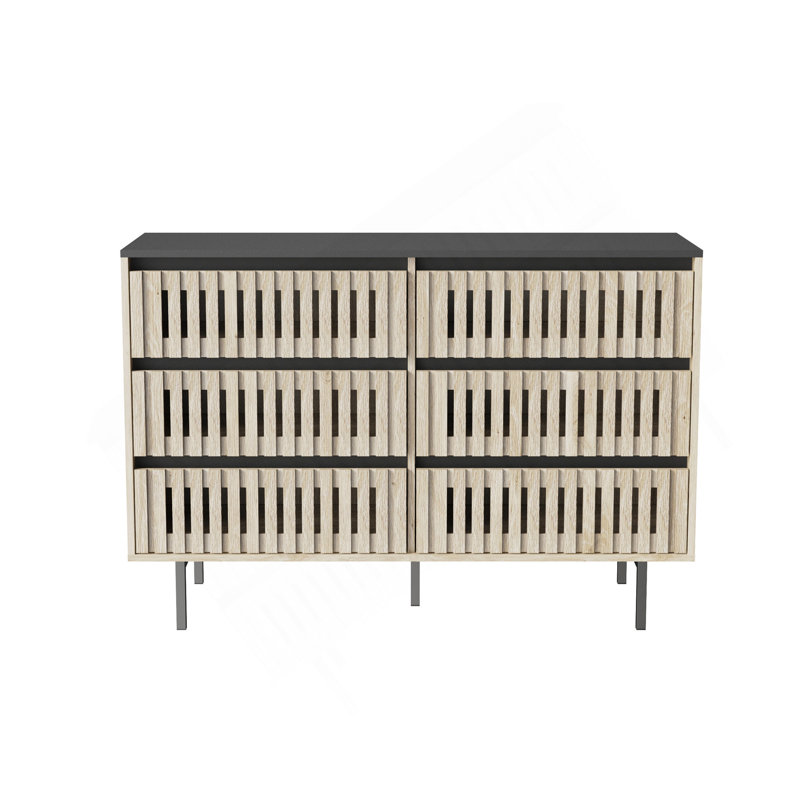 Cannelé, armoire de rangement pour chambre à coucher, rangement à six tiroirs, grande capacité, armoire à tiroirs minimaliste moderne, conception à deux tons