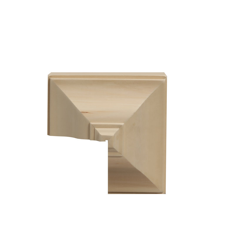 Unfinished White Hardwood Medium Inside Crown Connector Block Moulding