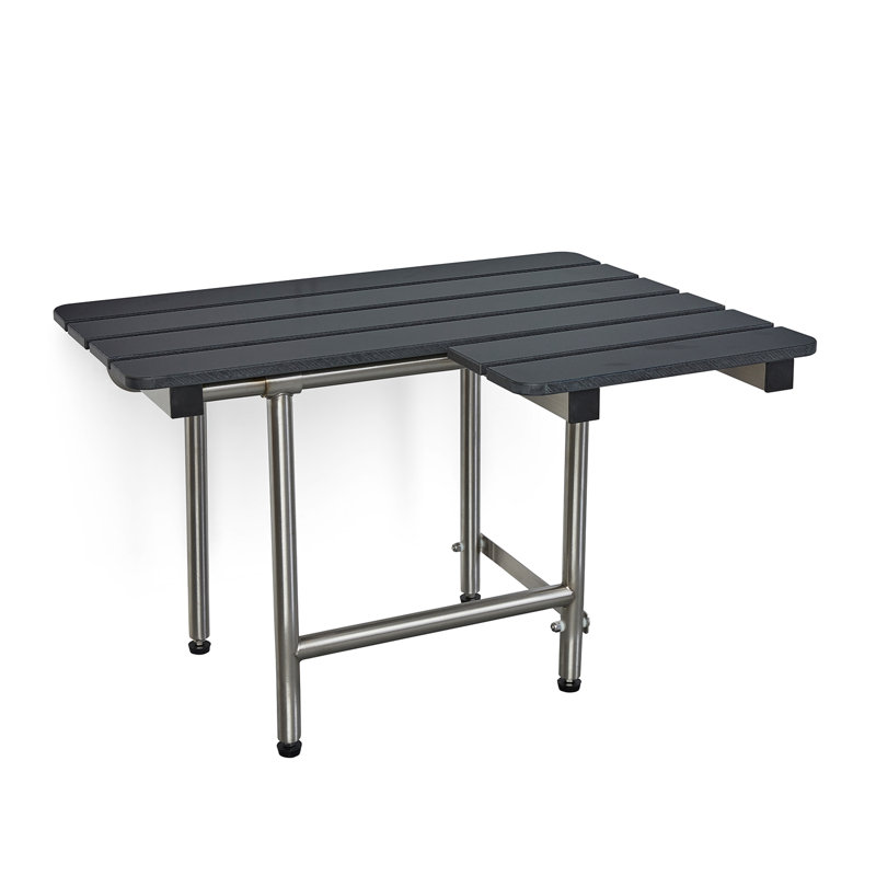 Siège de douche à fixation murale 26 po x 22,5 po avec accoudoirs et siège à accoudoirs articulé noir ADA