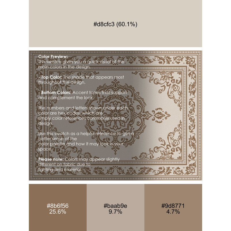 Machine Washable Pauleth Traditional Oriental Rug in Beige – Beige Binding, 6' Round