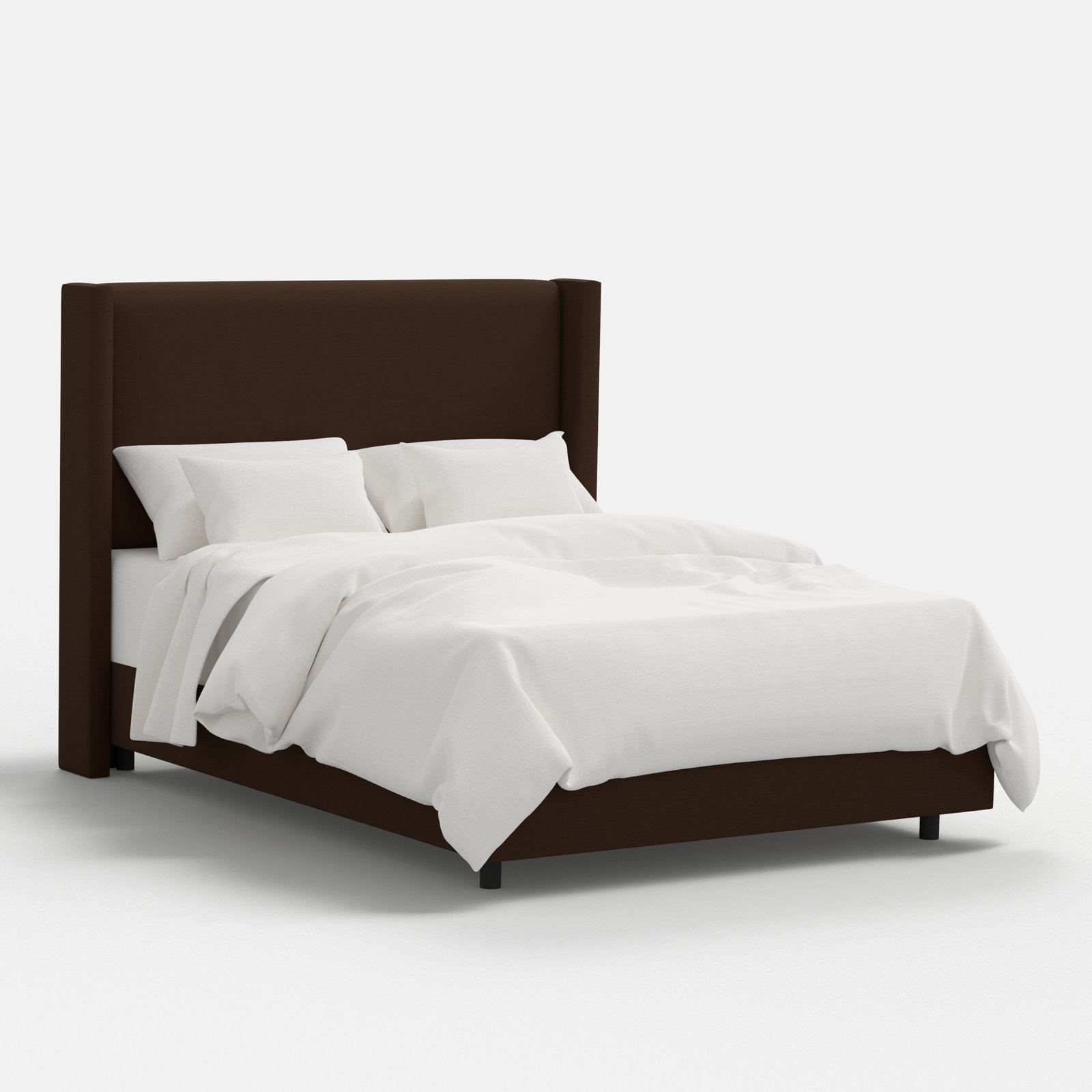 Hanson Upholstered Wingback Bed, King, Classic Chocolate Linen