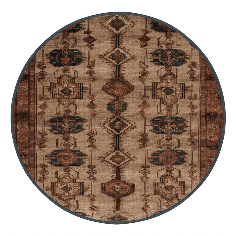 Tapis brun lavable à la machine, Rond 4 pi