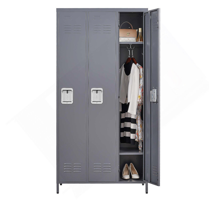 Durable Steel Three-Compartment Storage Locker with Enhanced Security and Easy Assembly for Versatile Use