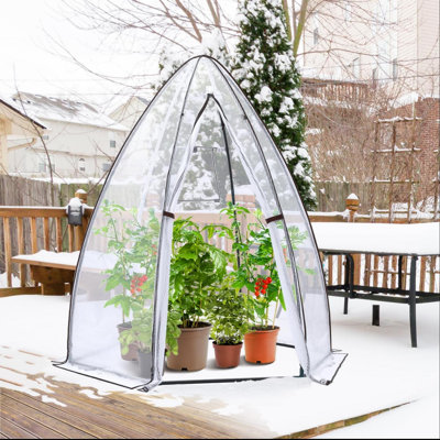 Portable Greenhouse For Outsides, Heavy Duty Green House Tent With Durable PE Cover, Garden Plant Protector With Zippered Door Mesh Window For Vegetables Flowers Fruits Herbs, (White)