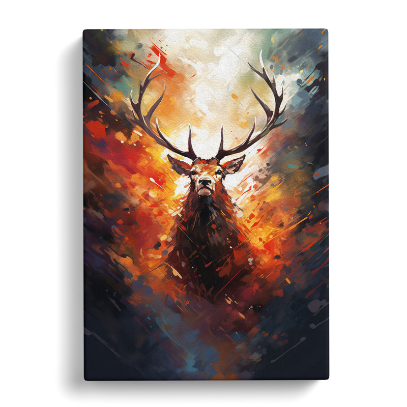 Stag Action Painting - Print, 76cm H x 50cm W x 3cm D