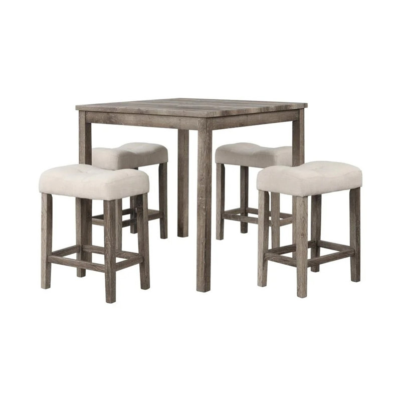 Ensemble de salle à manger de comptoir transitionnel, table de salle à manger carrée 36 pouces avec 4 tabourets (ensemble de 5)