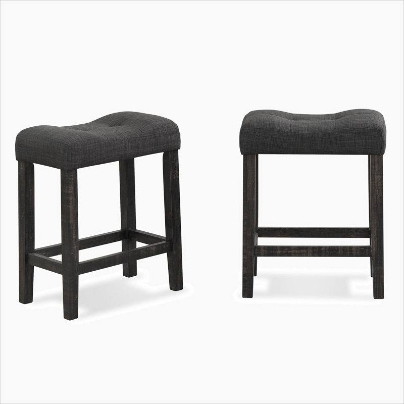 Tabouret capitonné à hauteur de comptoir, Naturel/noir