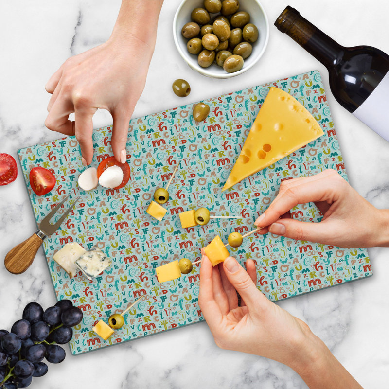 Ambesonne Letters Cutting Board Large Size Colourful Alphabet Character Multicolor